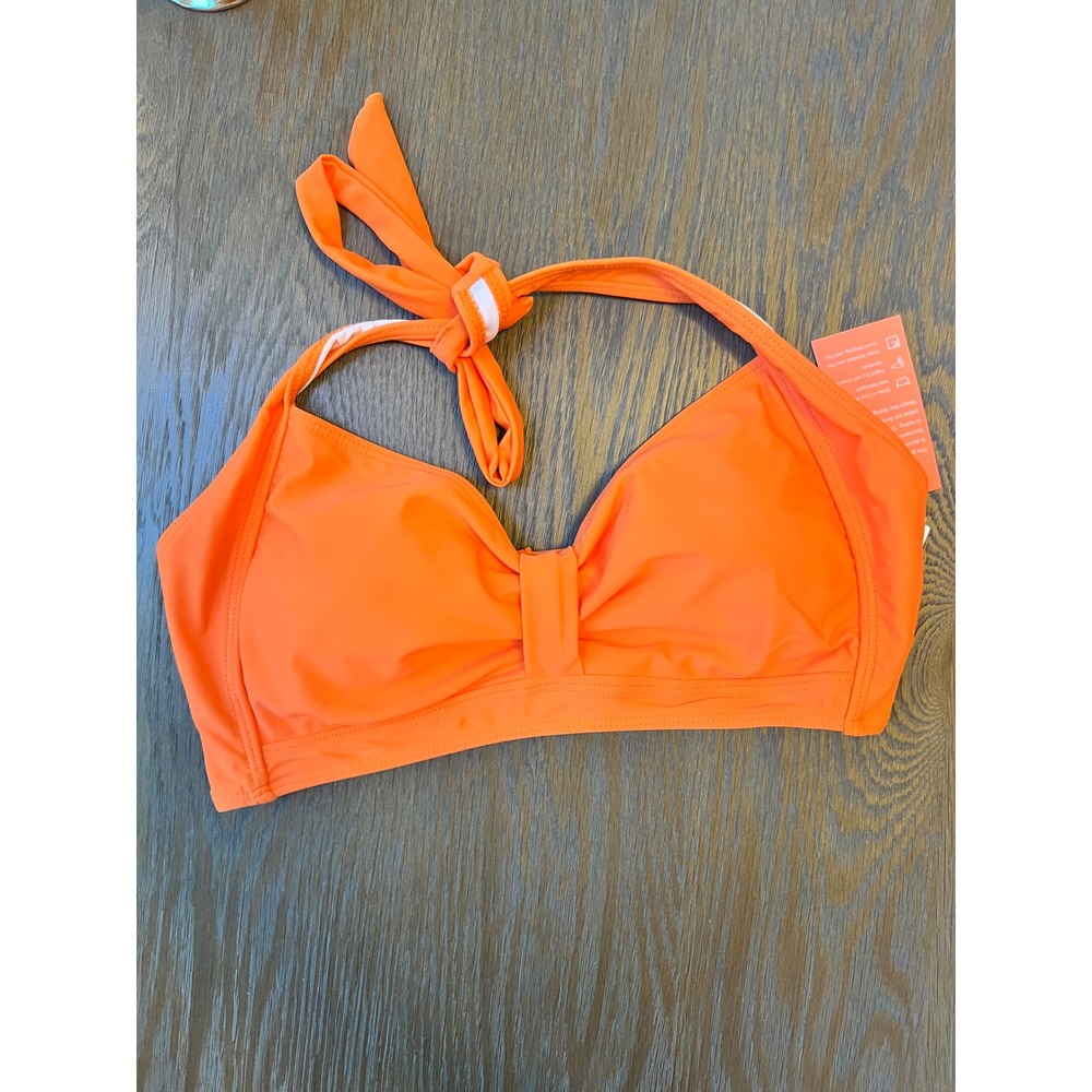 Holipick Orange Halter Bikini Top Cinched Front Swimwear